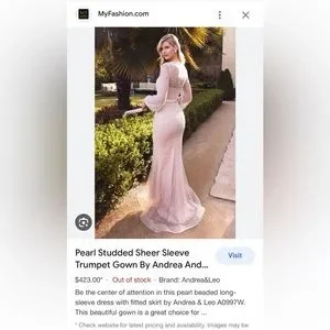 andrea leo Dresses Andrea And Leo A997w Pearl Studded Long